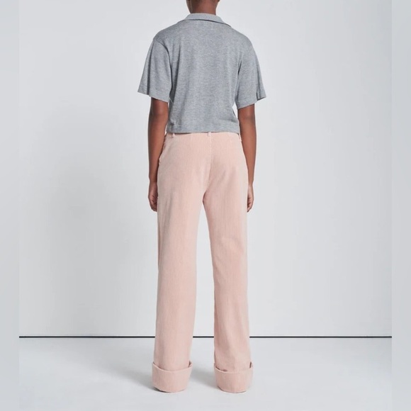 NWT 7 for all Mankind Corduroy Easy Trouser pink Sz 31 wide leg cuff - Picture 3 of 11
